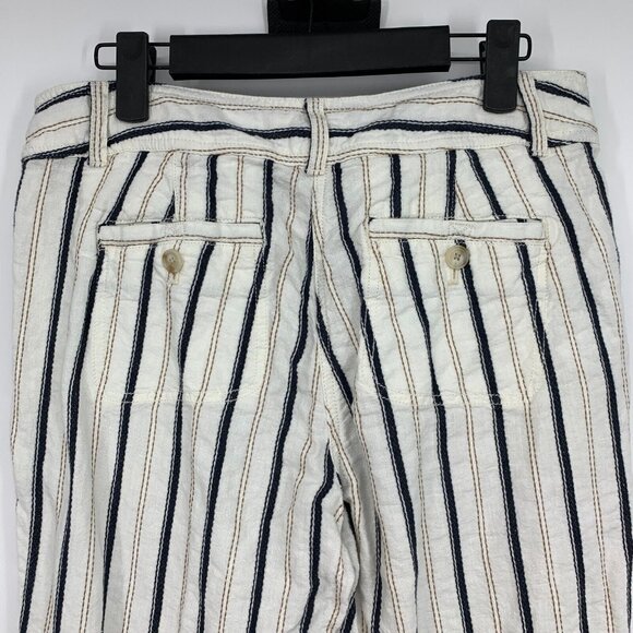 Ann Taylor LOFT Pants Linen Blend White Blue Stripe Skinny - Picture 6 of 8